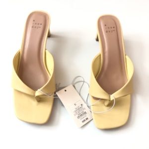 NWT  A New Day block heel slip on  Light butter yellow Annette Heels